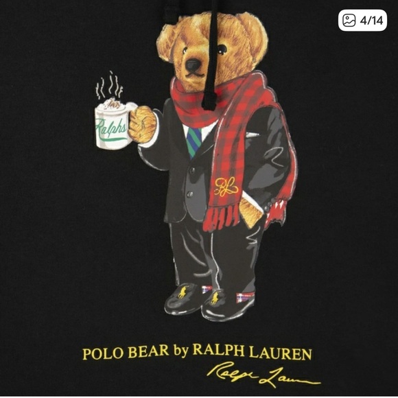 NET Ralph Lauren Black Hoodie with Bear Graphic - Picture 4 of 8